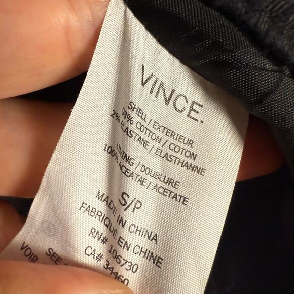 VINCE Stretch Frise Asymmetrical Zip Black Blazer Jacket Size Small - Picture 9 of 9